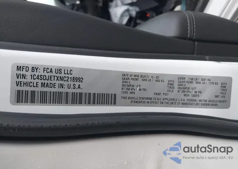 2022 Dodge Durango Citadel Awd from USA, damaged, VIN 1C4SDJETXNC218992